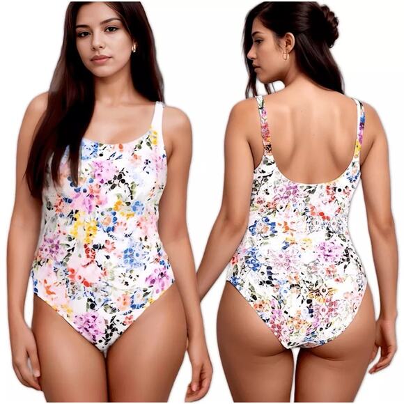 NWT Johnny Was Neon Jungle Eyelet One Piece Swimsuit Size Small $228 - Picture 2 of 11